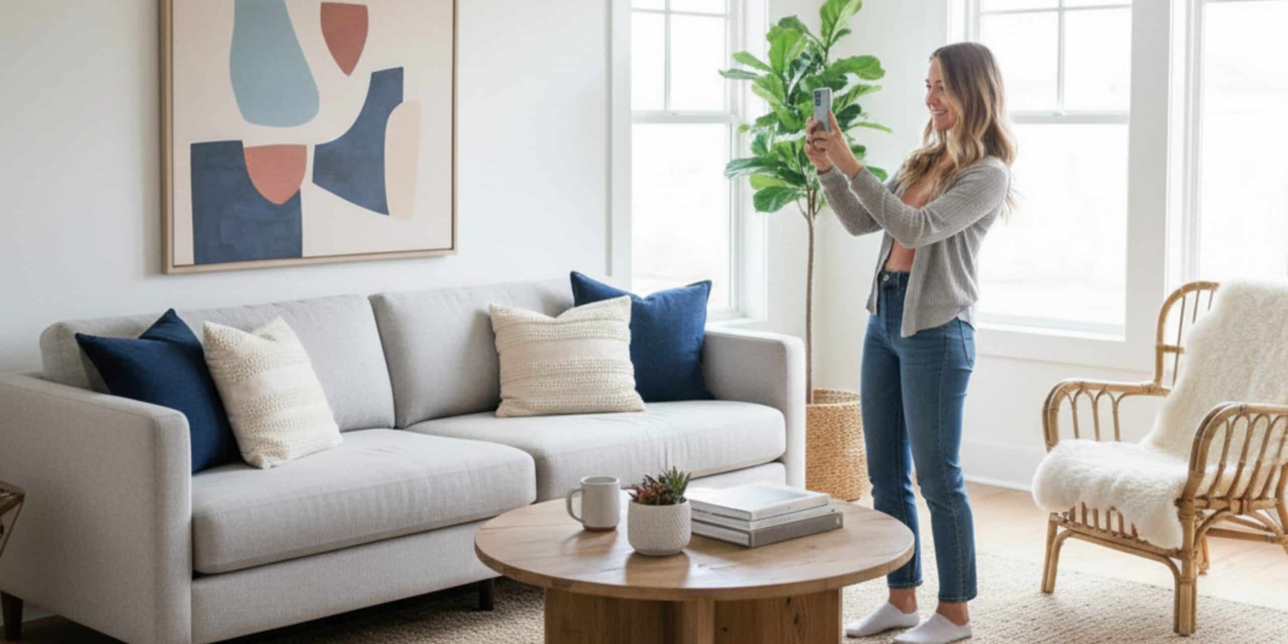 Guest photographing Instagram-worthy Airbnb interior design - RemoteBuilder