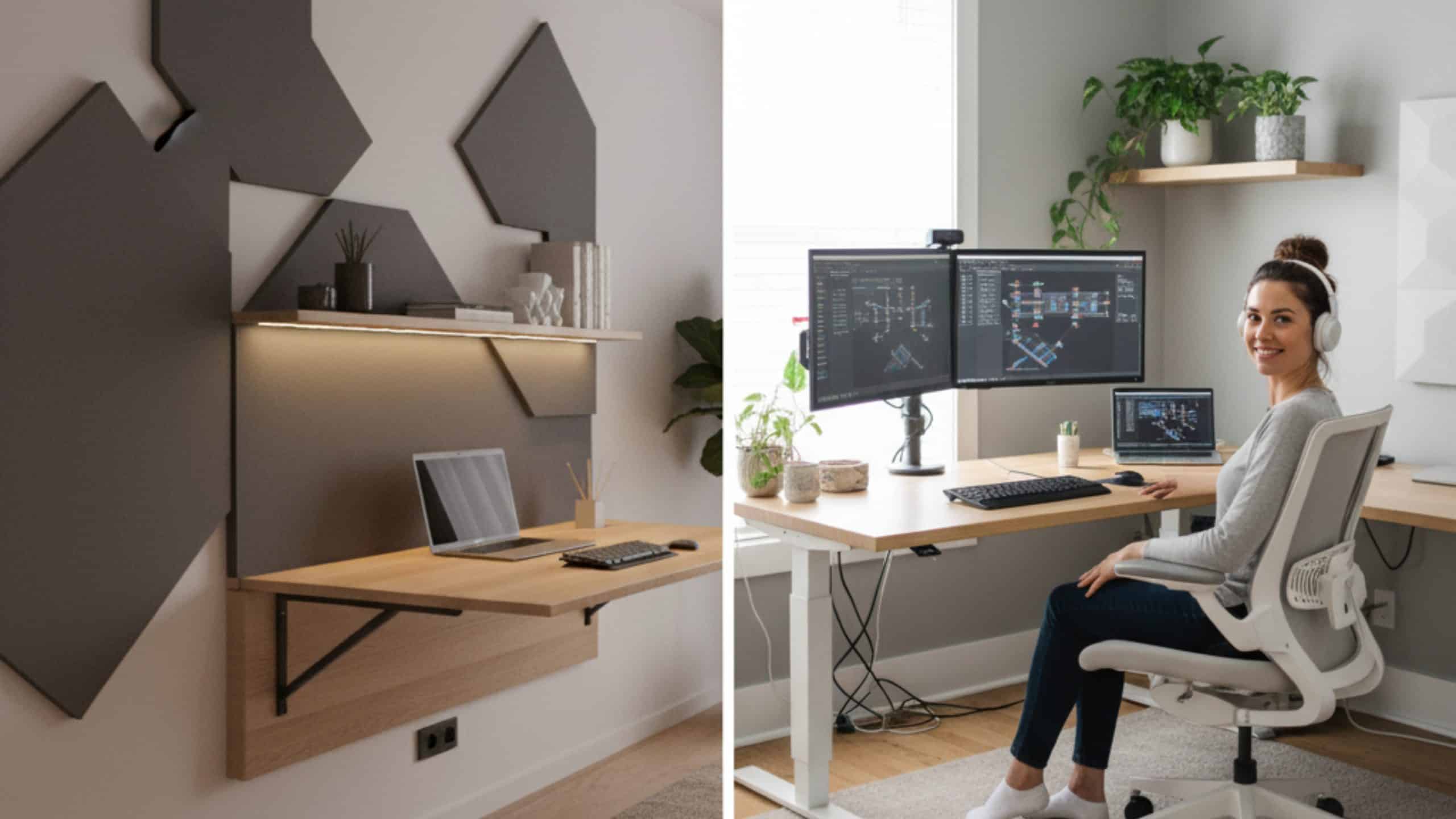 Professional working productively in newly renovated home office - RemoteBuilder